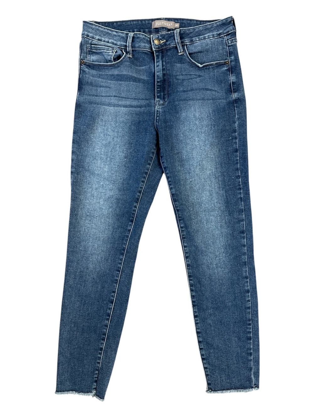 Just USA size 30 Skinny Denim Jeans - Faded Blue with Raw Hem, Stitch Fix